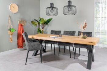 Eettafel Bassett met dik eiken blad leasen
