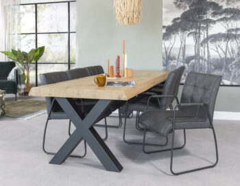 Eettafel Bassett met X poot leasen