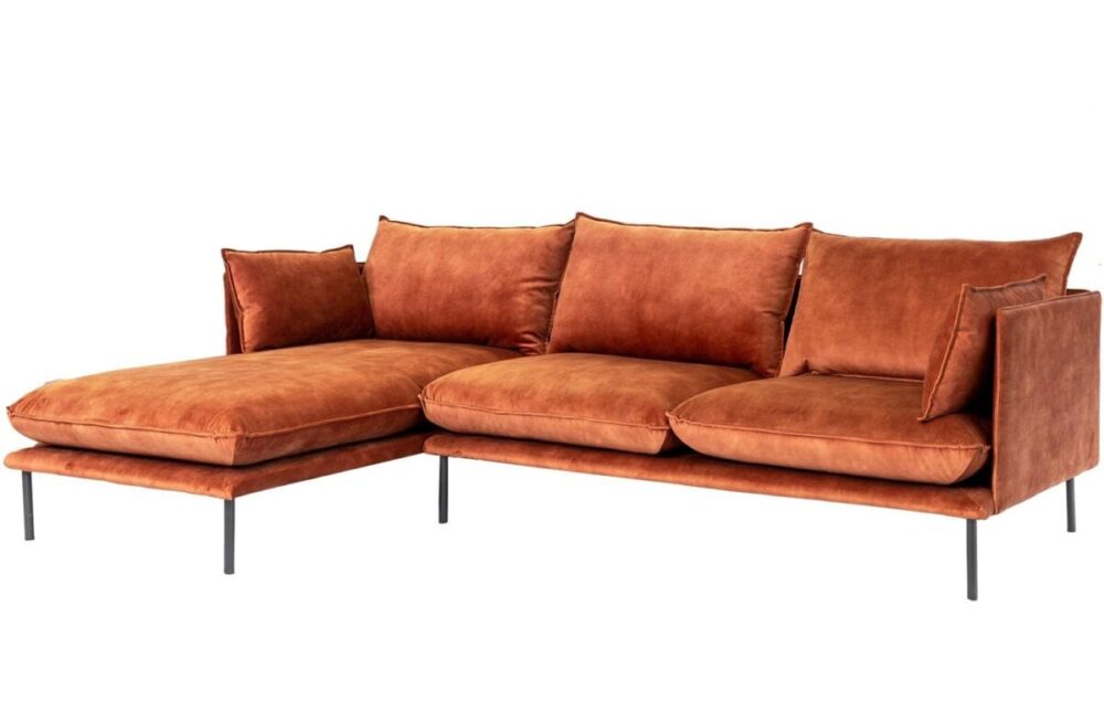 Luxe zachte Hoekbank leasen model Willem koper kleur zijaanzicht bank