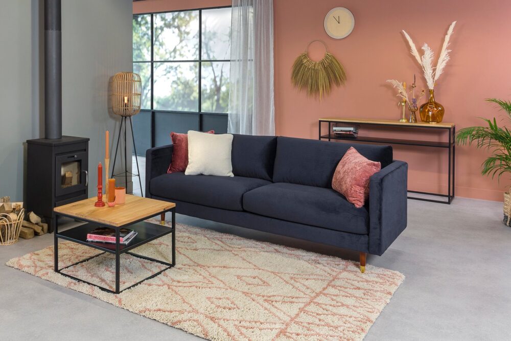 Bank Correa velvet blauw sfeerfoto velvet bankstel