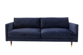 Bank Correa Vooraanzicht blauwe velvet bekleding leasen per maand