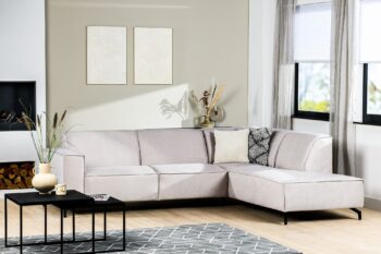 Hoekbank Kai witte velvet hoekzitting