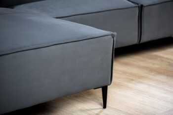 Close up van Hoekbank Ray antraciet velvet stof