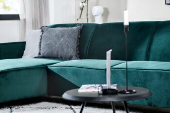 Zeer luxe stof van hoekbank peterson velvet look groen