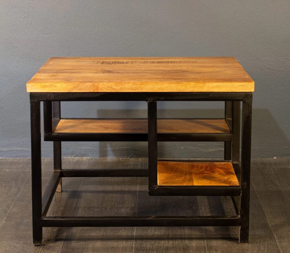 Salontafel Lease Model Snider met open vakken Warm mangohout