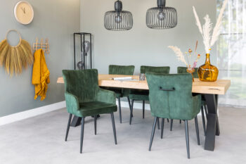 Lease Eetkamerstoel Amalia met velvet groene bekleding