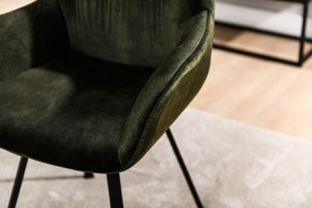 Eetkamerstoel Lauren Leasen Close up foto van velvet groene bekleding