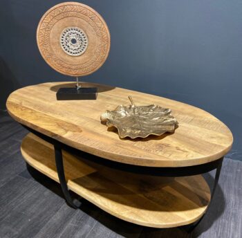 Salontafel Ovalo Ovale mangohouten salontafel bovenaanzicht