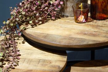 Salontafelset Jeroen lease close up foto van het blad mangohout
